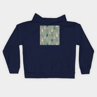 Sage Green Minimal Christmas Trees Kids Hoodie